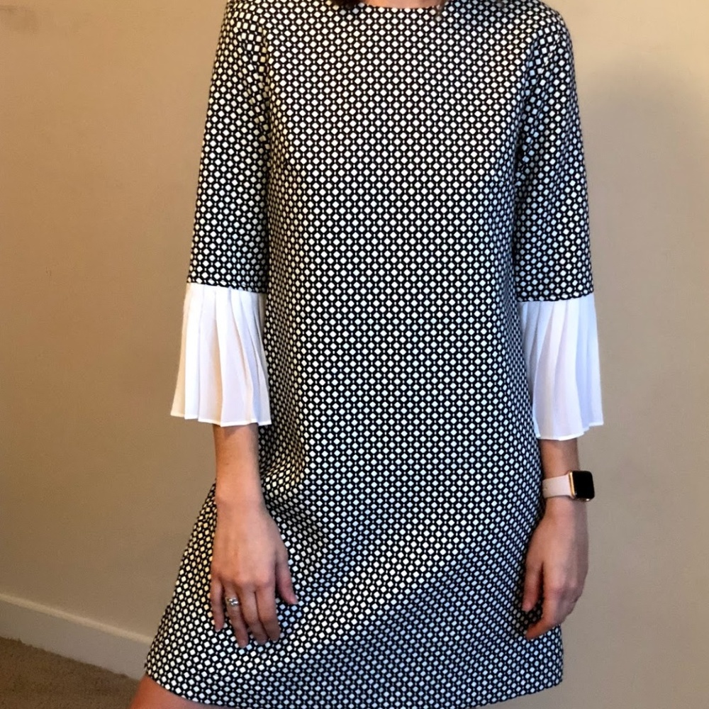 Black and White Dress with Sheer Sleeve